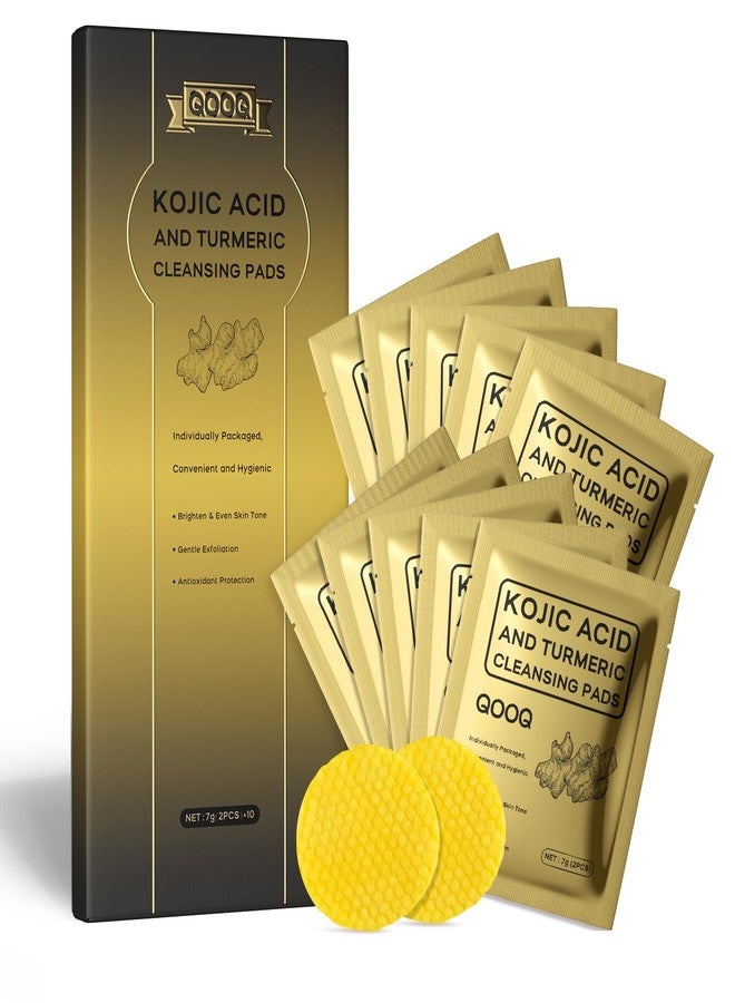 QOOQ Individually Sealed Turmeric Kojic Acid Cleansing Pads - Stays Fresh, Hygienic! (20 Pads) - Gentle Brightening Exfoliator for Dark Spots & Hyperpigmentation, Travel-Size - Image 1